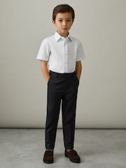 Reiss White Woods 3-9 yrs Cotton Slim-Fit Short-Sleeve Shirt - Image 1 of 4