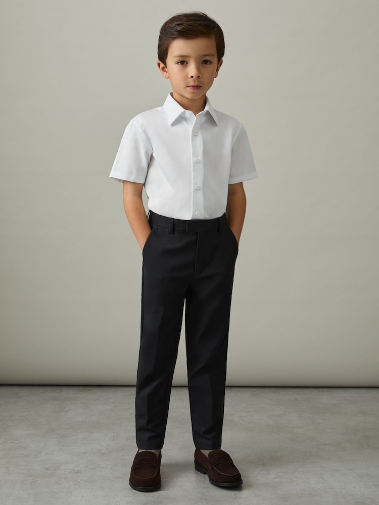 Reiss White Woods 3-9 yrs Cotton Slim-Fit Short-Sleeve Shirt - Image 1 of 4