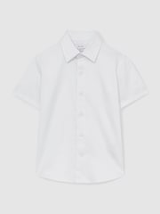 Reiss White Woods 3-9 yrs Cotton Slim-Fit Short-Sleeve Shirt - Image 2 of 4