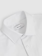 Reiss White Woods 3-9 yrs Cotton Slim-Fit Short-Sleeve Shirt - Image 4 of 4