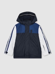 Reiss White/Navy/Blue Thoren 9-13 yrs Padded-Ripstop Ski Jacket - Image 2 of 4