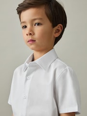 Reiss White Woods 9-13 yrs Cotton Slim-Fit Short-Sleeve Shirt - Image 1 of 1