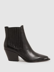 Paige Leather Block-Heel Ankle Boots - Image 1 of 4