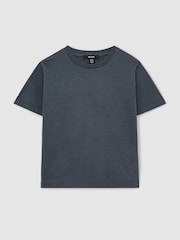 Reiss Airforce Blue Leo 9-13 yrs Cotton Textured Crew-Neck T-Shirt - Image 2 of 5
