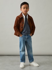 Reiss Airforce Blue Leo 9-13 yrs Cotton Textured Crew-Neck T-Shirt - Image 4 of 5