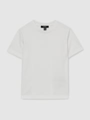 Reiss White Leo 3-9 yrs Cotton Textured Crew-Neck T-Shirt - Image 2 of 4