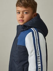 Reiss White/Navy/Blue Thoren 13-14 yrs Padded-Ripstop Ski Jacket - Image 3 of 4