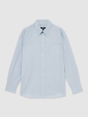 Reiss Soft Blue/White Breathe Oversized Poplin Stripe 100% Cotton Shirt - Image 2 of 6