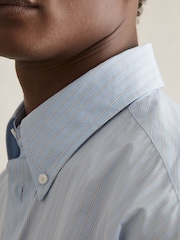 Reiss Soft Blue/White Breathe Oversized Poplin Stripe 100% Cotton Shirt - Image 4 of 6