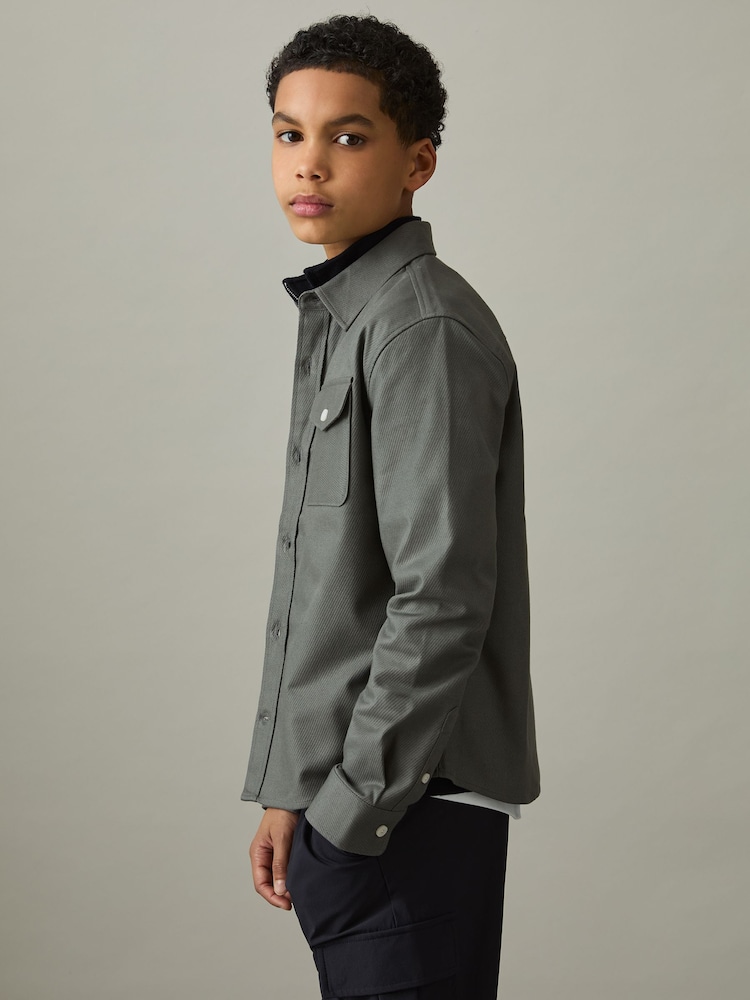 Reiss Sage Whisper 3-9 yrs Twin Pocket Textured Overshirt - Image 1 of 1