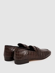 Paige Leather Crocodile-Embossed Penny Loafers - Slika 3 iz 4