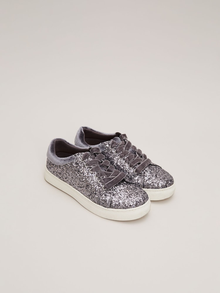 Phase Eight Grey Glitter Trainers - Image 2 of 4