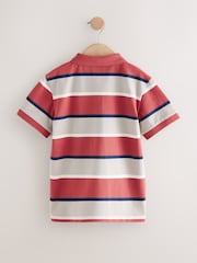 Red/Stone Stripe Short Sleeve Polo Shirt (3-16yrs) - Image 2 of 4