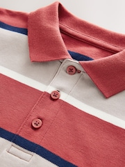 Red/Stone Stripe Short Sleeve Polo Shirt (3-16yrs) - Image 3 of 4
