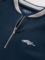 Navy Blue Zip Baseball Neck 100% Cotton Polo Shirt (3-16yrs) - Image 3 of 4