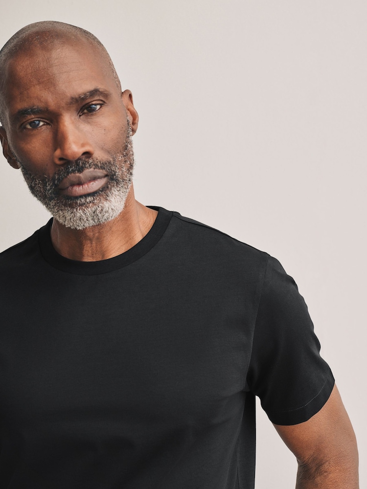 Black Slim Fit Signature SUPIMA® Cotton Crew Neck T-Shirt - Image 1 of 7 Black Slim Fit Signature SUPIMA® Cotton Crew Neck T-Shirt - Image 1 of 7