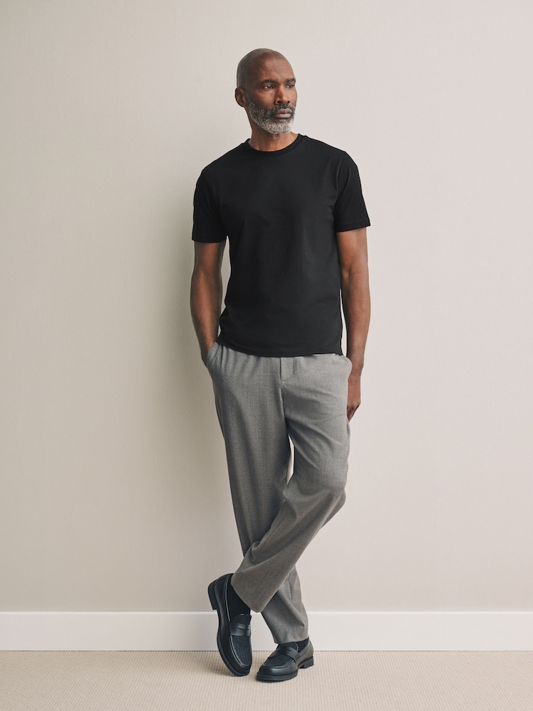 Black Slim Fit Signature SUPIMA® Cotton Crew Neck T-Shirt - Image 2 of 7 Black Slim Fit Signature SUPIMA® Cotton Crew Neck T-Shirt - Image 2 of 7