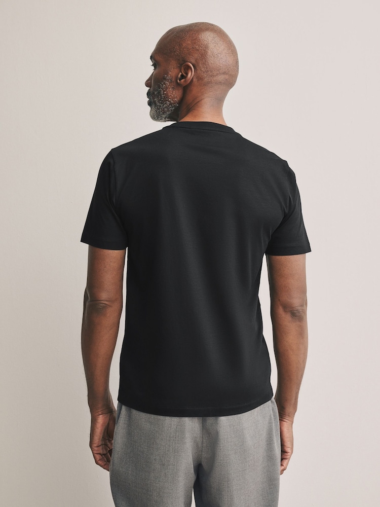 Black Slim Fit Signature SUPIMA® Cotton Crew Neck T-Shirt - Image 4 of 7