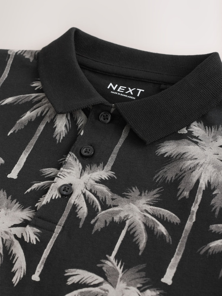 Palmeira preta - Camisa polo de manga curta com estampa completa 100% algodão (3-16anos) - Imagem 7 de 7