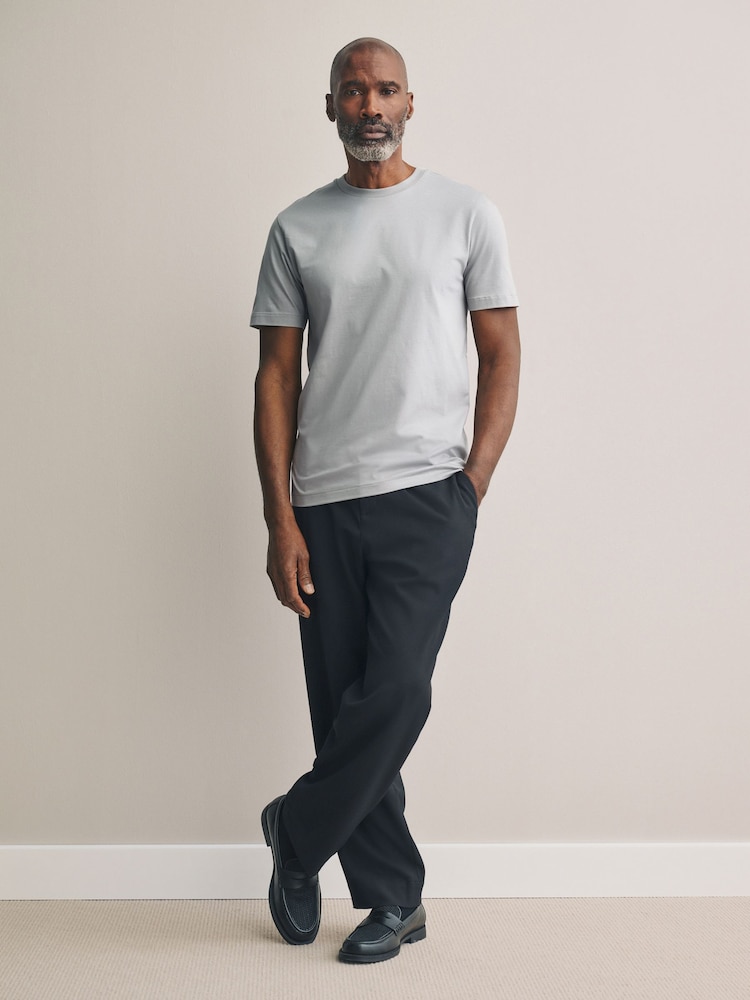 Grey Slim Fit Regular Fit Signature SUPIMA® Cotton Crew Neck T-Shirt - Image 2 of 6