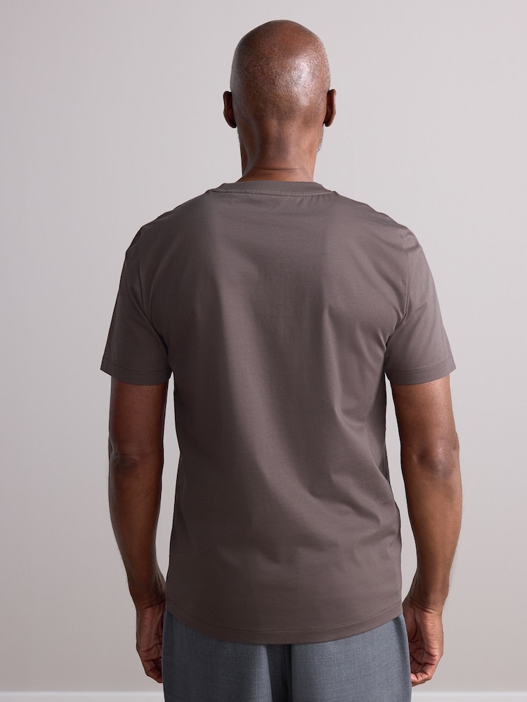 Mushroom Brown Slim Fit Signature SUPIMA® Cotton Crew Neck T-Shirt - Image 3 of 7