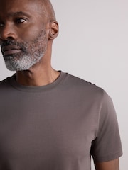 Mushroom Brown Slim Fit Regular Fit Signature SUPIMA® Cotton Crew Neck T-Shirt - Image 4 of 7