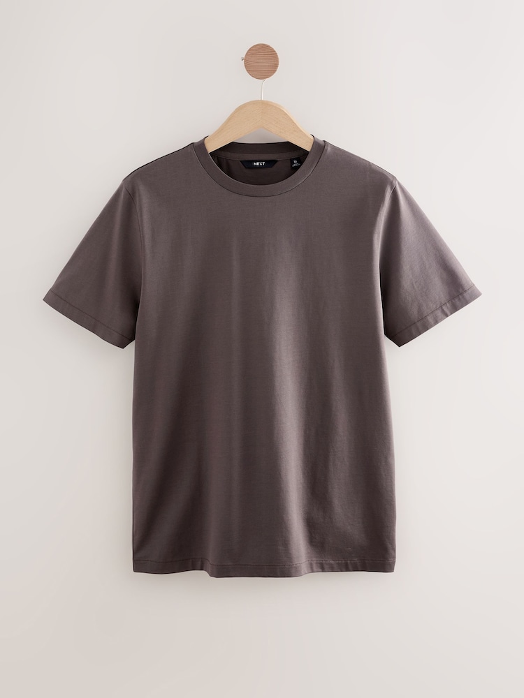Mushroom Brown Slim Fit Signature SUPIMA® Cotton Crew Neck T-Shirt - Image 5 of 7