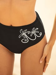 Noir/Crème - Friends Like These Bas brodé à dos de cravate Bikini - Image 3 of 4
