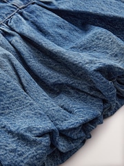 Mid Blue Puffball Denim 100% Cotton Mini Skirt - Image 6 of 8