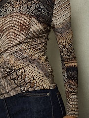 Reiss Brown Naomi Snake-Print Roll-Neck Top - Image 6 of 6