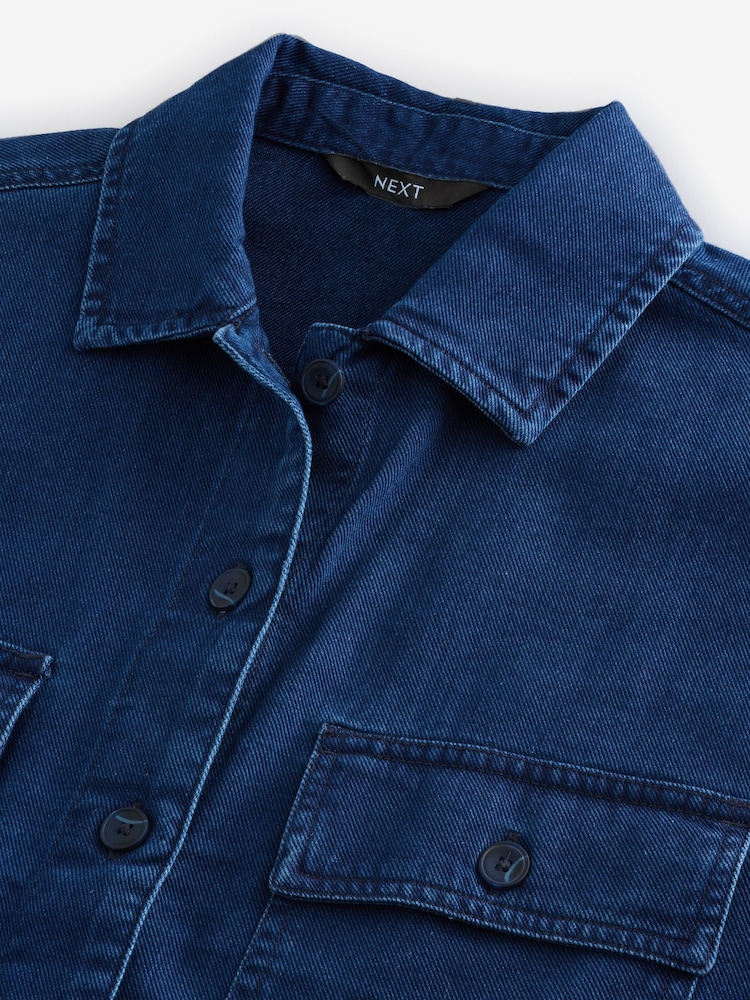 bleu foncé - Chemise légère en jean 100% coton - Image 6 of 8