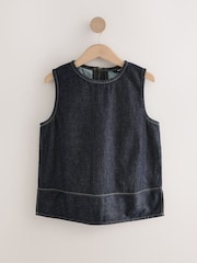 أزرق شاحب - Round Neck Denim 100% Cotton Shell Top - صورة 4 من 6