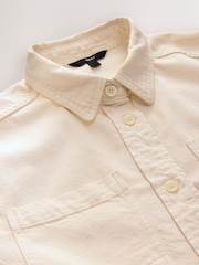 Ecru Oversized Short Sleeve 100% Cotton Denim Shirt - Image 8 of 9