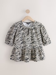 Zebra Printed Tie Front Denim Blouse - Image 6 of 8