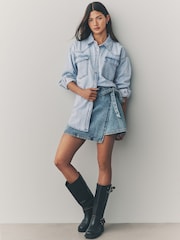 Bleach Blue Oversize Denim 100% Cotton Shirt - Image 2 of 7