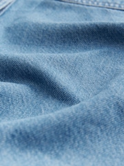 Mid Blue Oversized Short Sleeve 100% Cotton Denim Shirt - Image 7 of 8