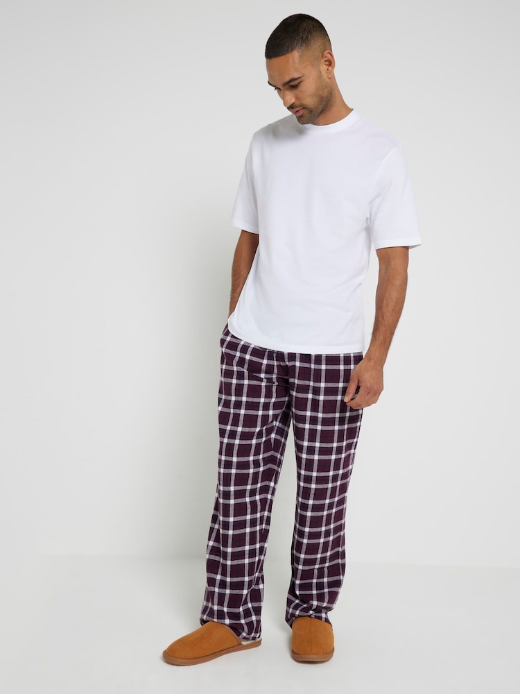 River Island Red T-Shirt and Woven Check 100% Cotton Pyjama Set - Image 1 of 4