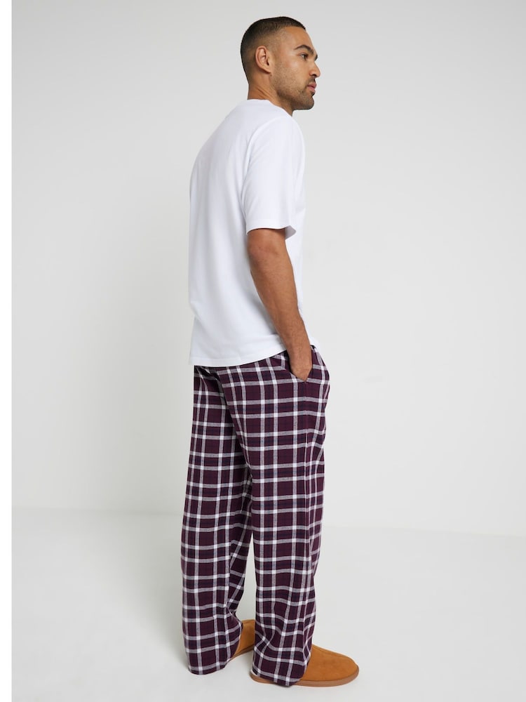 River Island Red T-Shirt and Woven Check 100% Cotton Pyjama Set - Image 2 of 4