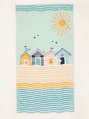 FatFace Green Beach Hut Beach Towel - Image 2 of 2
