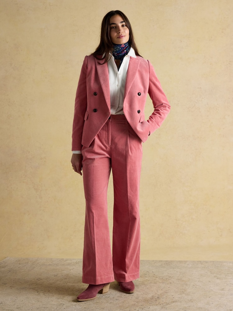 Buy Joules Fernhill Pink Corduroy Double Breasted Blazer from the