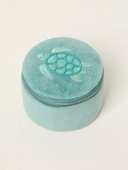 Green Turtle Embroidered Travel Jewellery Box - Image 1 of 2