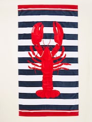 FatFace Navy Lobster Printed Beach Towel - Image 1 of 2