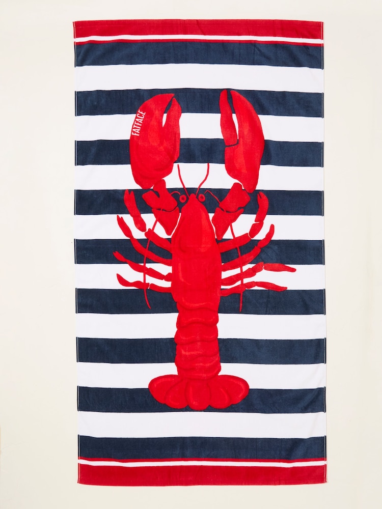 FatFace Navy Lobster Printed Beach Towel - Image 2 of 2