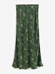 Green Festive Christmas Bauble Printed Satin Midi Skirt - Image 4 of 7