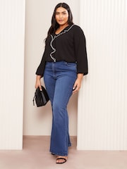 Friends Like These Black Curve Curves Long Sleeve Ruffle Blouse - Image 3 of 4