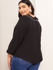 Friends Like These Black Curve Curves Long Sleeve Ruffle Blouse - Image 4 of 4