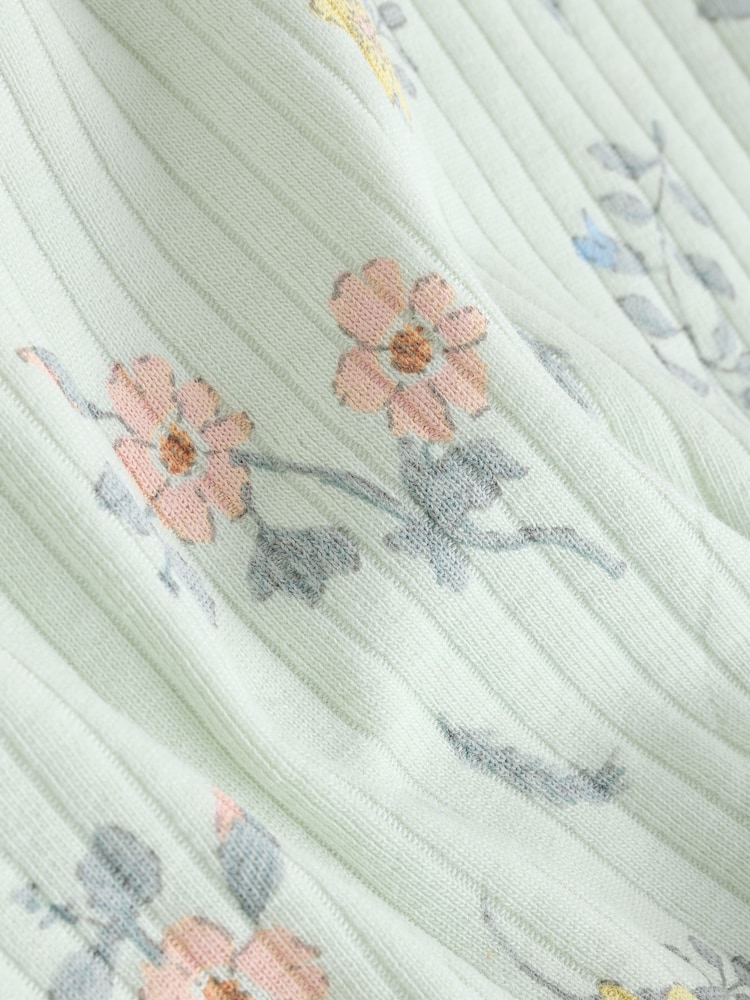 Rose et blanc à fleurs - Lot de 3 hauts à manches courtes en jersey bébé - Image 10 of 11