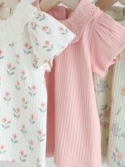 Pink and White Floral Baby Jersey Short Sleeve Tops 3 Pack - Image 7 of 11
