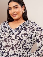 Friends Like These Black Curves Ruffle Front Puff Sleeve Blouse - Image 2 of 5