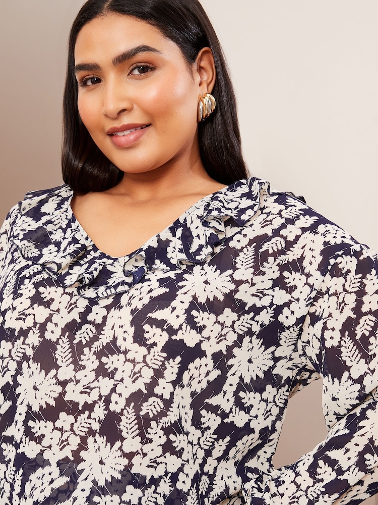 Friends Like These Black Curves Ruffle Front Puff Sleeve Blouse - Image 2 of 5